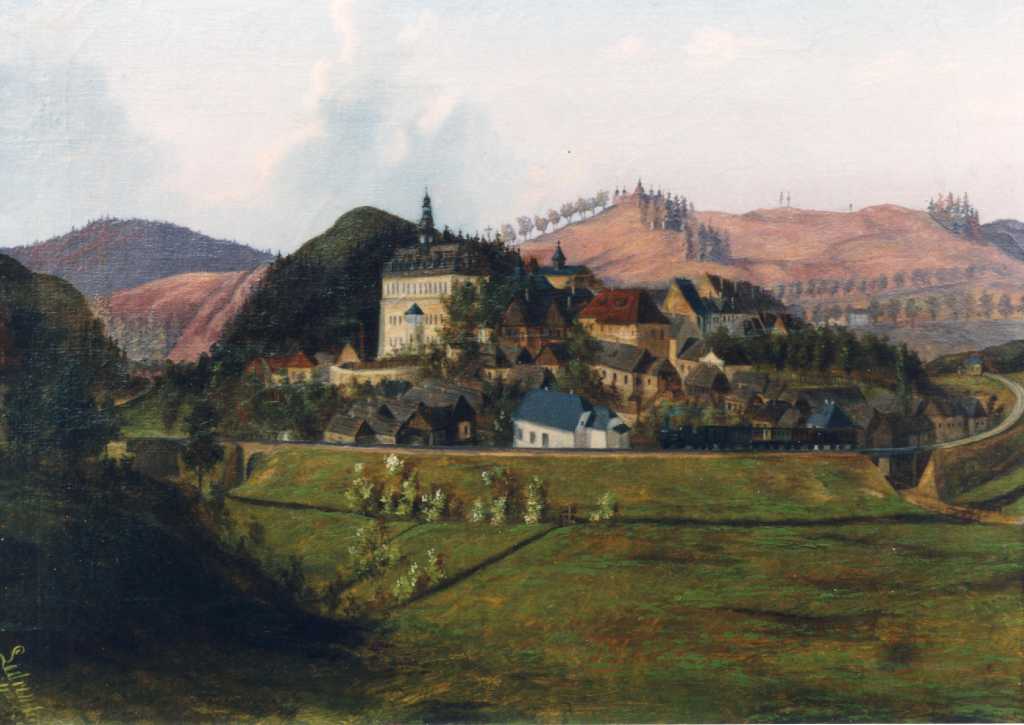 07_016.jpg - Pohled na Kyšperk kolem roku 1880. Maloval Ledvinka