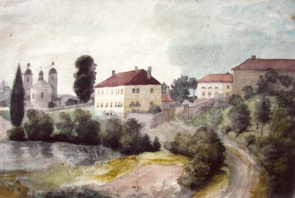 09_005.jpg - Orlický kostel a dvůr kolem roku 1860. Maloval Jan Umlauf