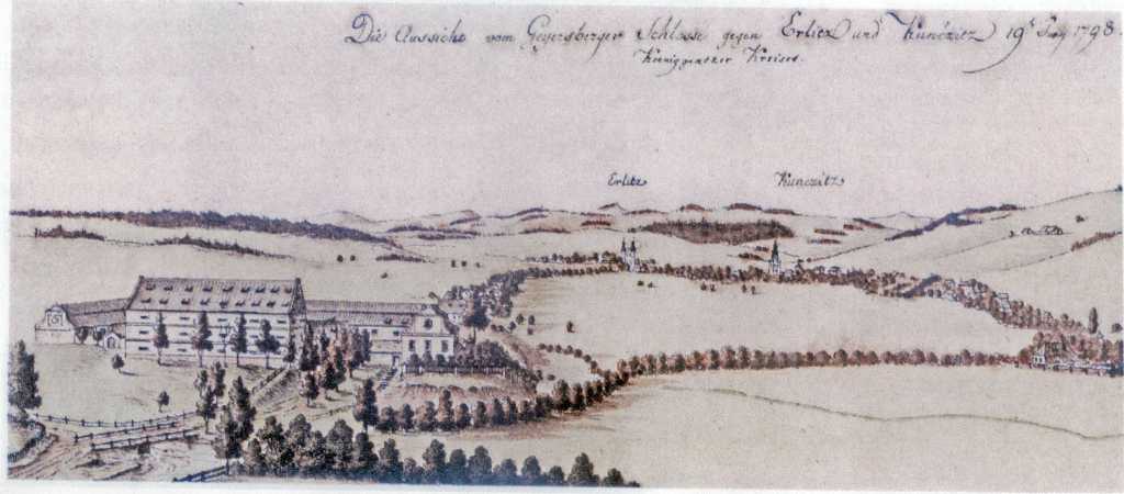 03_021.jpg - Nový dvůr, vystavěný Bredou v létech 1746-1750, s pohledem k Orlici a Kunčici. Maloval Jan Venuto v roce 1798