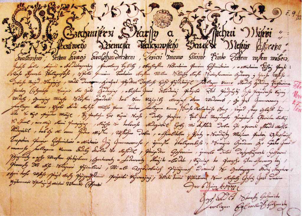 14_004.jpg - Výuční list cechu tkalcovského v Kyšperku z roku 1778 pro Floriana Urnera z Těchonína